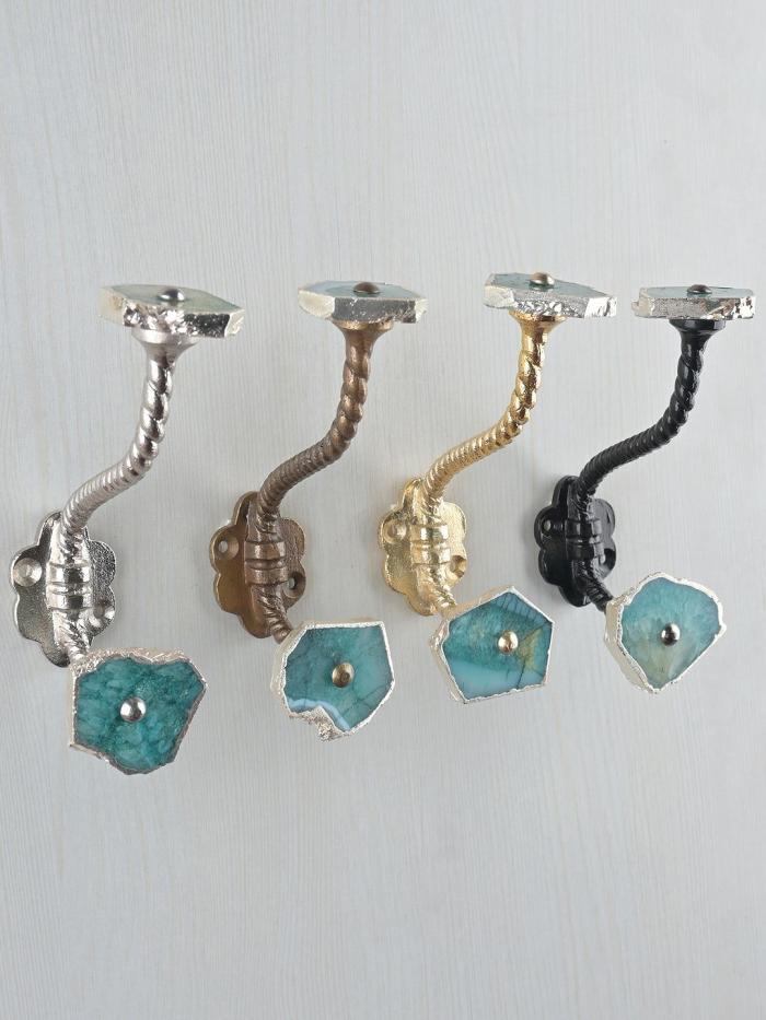 Agate Wall Hanger | Unique Assorted Shape Sea Green Agate Stone Cabinet Hanger Agate Wall Hanger Agate Wall Hanger