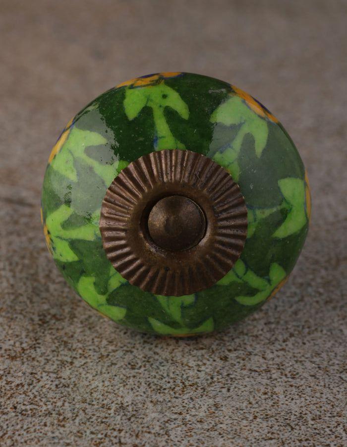 Bead Knobs | Drawer Beaded with Green Color Floral Print Bead Knobs Bead Knobs