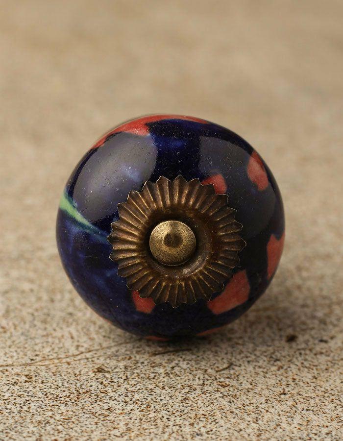 Ceramic Knobs | Blue Round Dresser Cabinet With Red Design Cabinet Knobs Ceramic Knobs