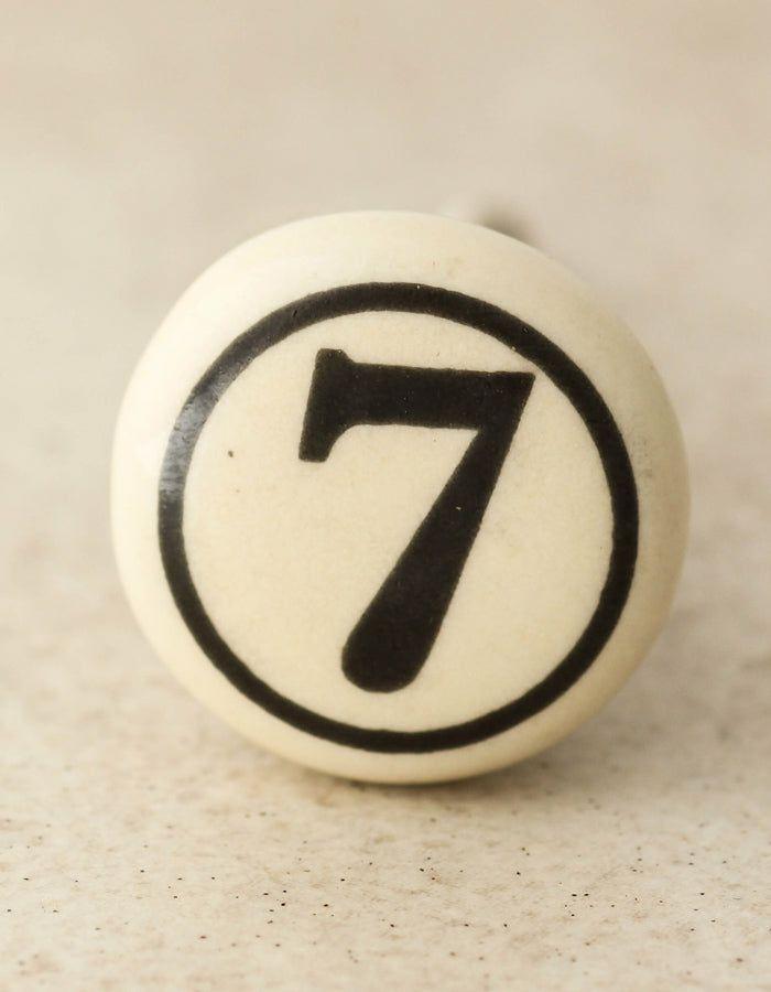 Ceramic Knobs | Cream Color Number 7 Handmade Ceramic Drawer Cabinet Knobs Ceramic Knobs