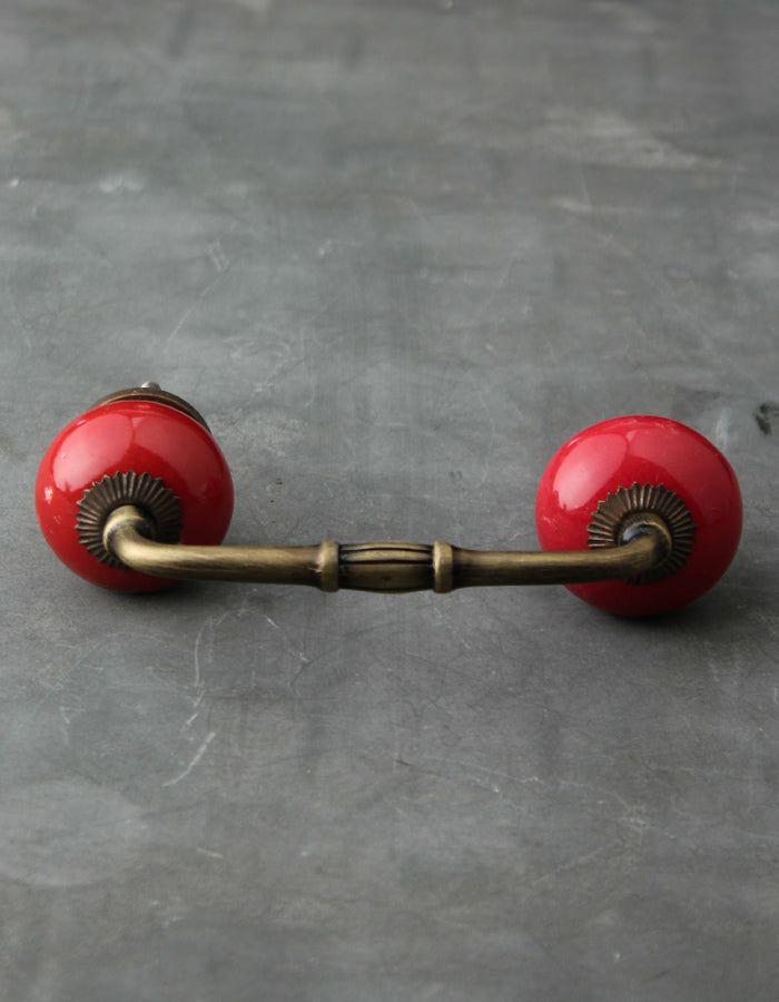 Ceramic Knobs Pull | Solid Red Round Ceramic Dresser Cabiner Pull Ceramic Knobs Pull Ceramic Knobs Pull