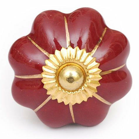 Ceramic Knobs | Stylish Red Ceramic Dresser Cabinet With Golden Design Cabinet Knobs Ceramic Knobs