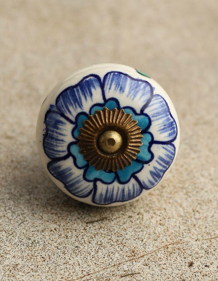 Ceramic Knobs | Stylish White And Turquoise Ceramic Cabinet Cabinet Knobs Ceramic Knobs