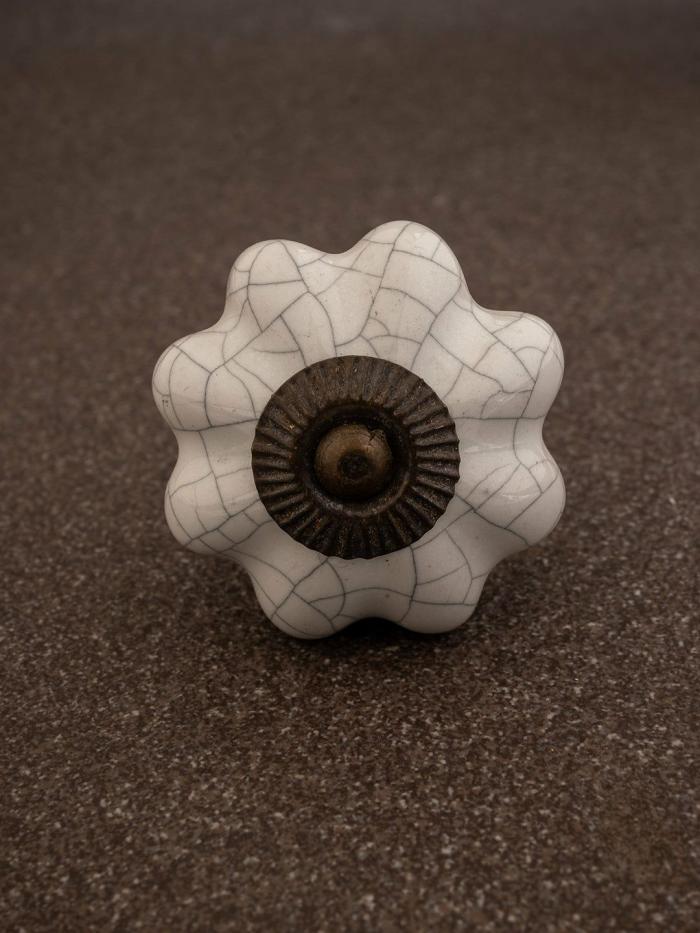 Ceramic Knobs | White Cracked Flower Shaped Ceramic Cabinet Cabinet Knobs Ceramic Knobs