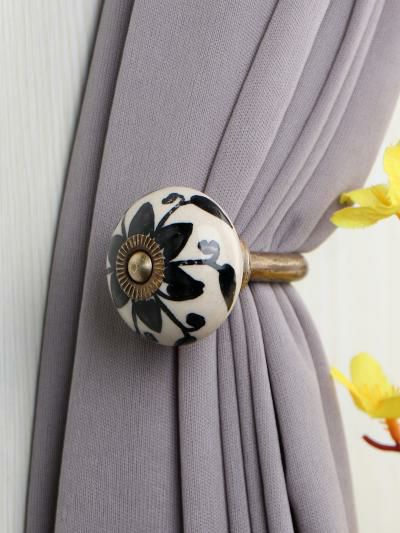 Curtain Tie | Curtain Tie Backs Hook Decorative Wall Hook-Black (Set of Two) Curtain Tie Curtain Tie