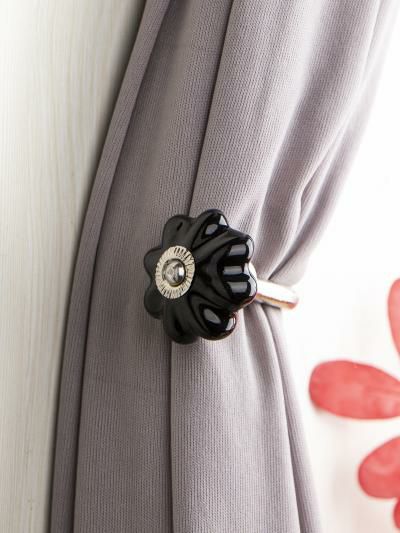 Curtain Tie | Curtain Tie Backs Hook Decorative Wall Hook-Black (Set of Two) Curtain Tie Curtain Tie