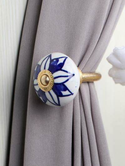 Curtain Tie | Curtain Tie Backs Hook Decorative Wall Hook-Blue (Set of Two) Curtain Tie Curtain Tie