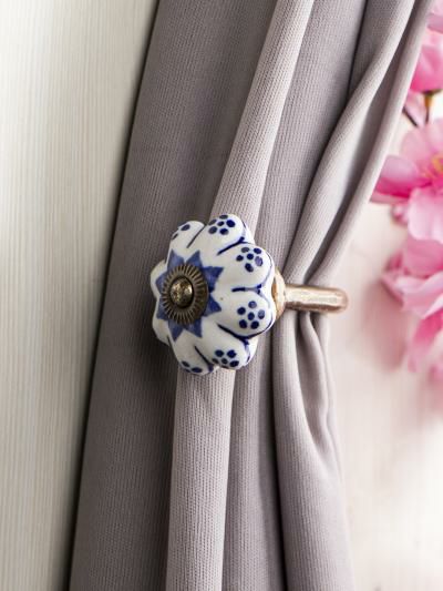 Curtain Tie | Curtain Tie Backs Hook Decorative Wall Hook-Blue (Set of Two) Curtain Tie Curtain Tie