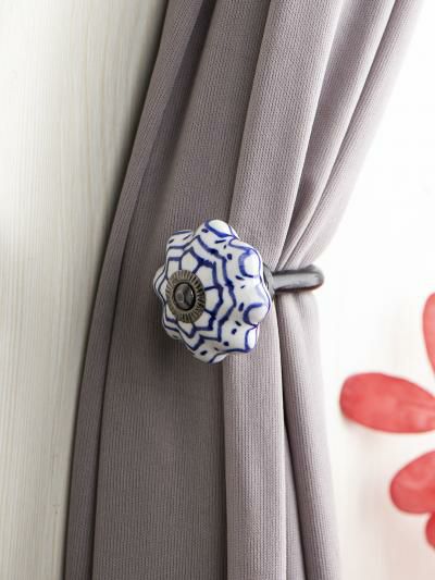 Curtain Tie | Curtain Tie Backs Hook Decorative Wall Hook-Blue (Set of Two) Curtain Tie Curtain Tie