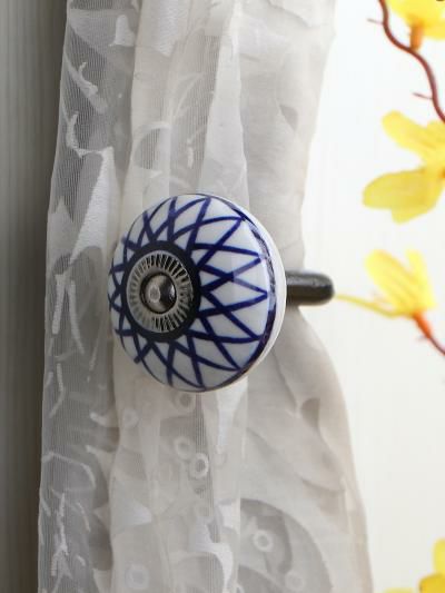 Curtain Tie | Curtain Tie Backs Hook Decorative Wall Hook- Blue (Set of Two) Curtain Tie Curtain Tie