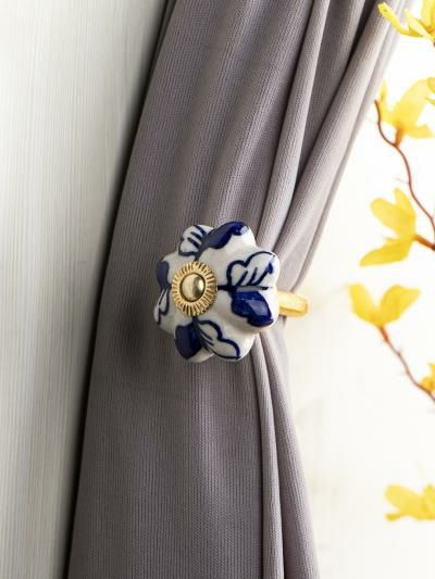 Curtain Tie | Curtain Tie Backs Hook Decorative Wall Hook-Blue (Set of Two) Curtain Tie Curtain Tie