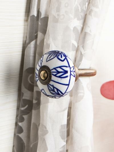 Curtain Tie | Curtain Tie Backs Hook Decorative Wall Hook- Blue (Set of Two) Curtain Tie Curtain Tie