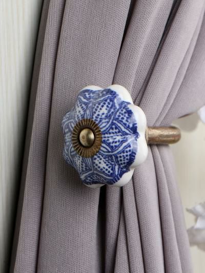 Curtain Tie | Curtain Tie Backs Hook Decorative Wall Hook-Blue (Set of Two) Curtain Tie Curtain Tie