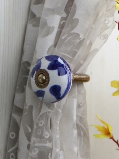 Curtain Tie | Curtain Tie Backs Hook Decorative Wall Hook-Blue (Set of Two) Curtain Tie Curtain Tie