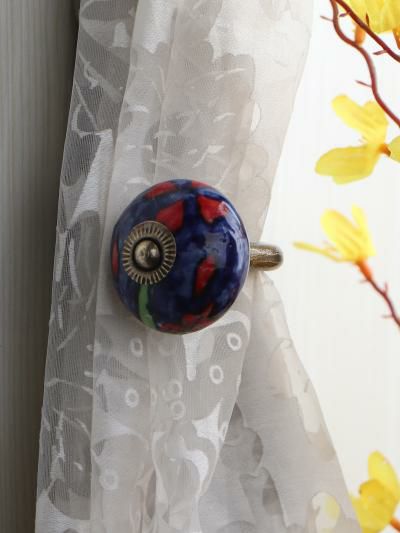 Curtain Tie | Curtain Tie Backs Hook Decorative Wall Hook-Blue (Set of Two) Curtain Tie Curtain Tie