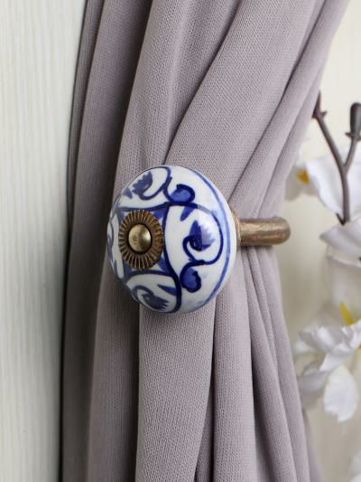 Curtain Tie | Curtain Tie Backs Hook Decorative Wall Hook-Blue (Set of Two) Curtain Tie Curtain Tie