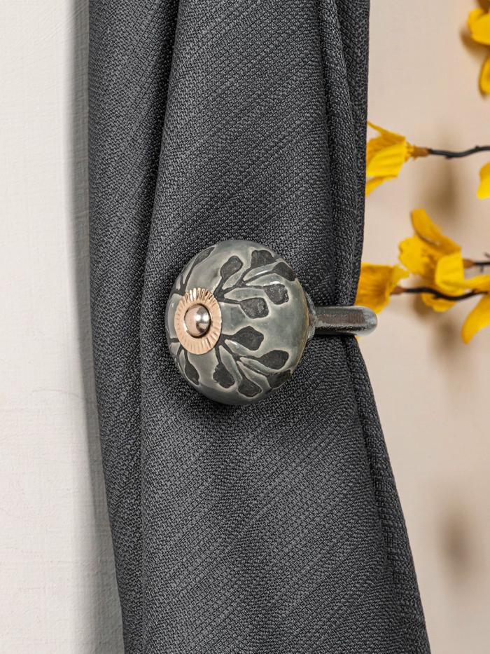 Curtain Tie | Curtain Tie Backs Hook Decorative Wall Hook- Gray Design (Set of Two) Curtain Tie Curtain Tie