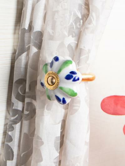 Curtain Tie | Curtain Tie Backs Hook Decorative Wall Hook- Green , Blue (Set of Two) Curtain Tie Curtain Tie