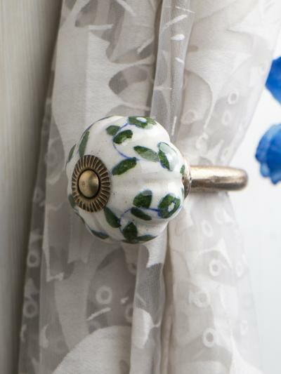 Curtain Tie | Curtain Tie Backs Hook Decorative Wall Hook- Green leaf (Set of Two) Curtain Tie Curtain Tie