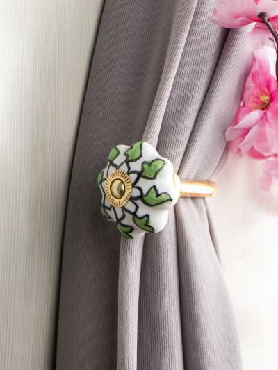 Curtain Tie | Curtain Tie Backs Hook Decorative Wall Hook-Green (Set of Two) Curtain Tie Curtain Tie