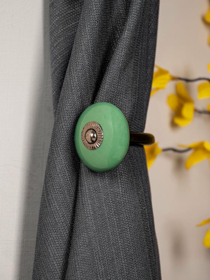 Curtain Tie | Curtain Tie Backs Hook Decorative Wall Hook- Green (Set of Two) Curtain Tie Curtain Tie