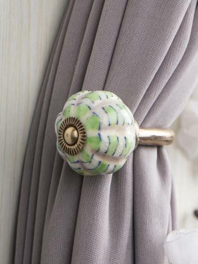 Curtain Tie | Curtain Tie Backs Hook Decorative Wall Hook- Green (Set of Two) Curtain Tie Curtain Tie