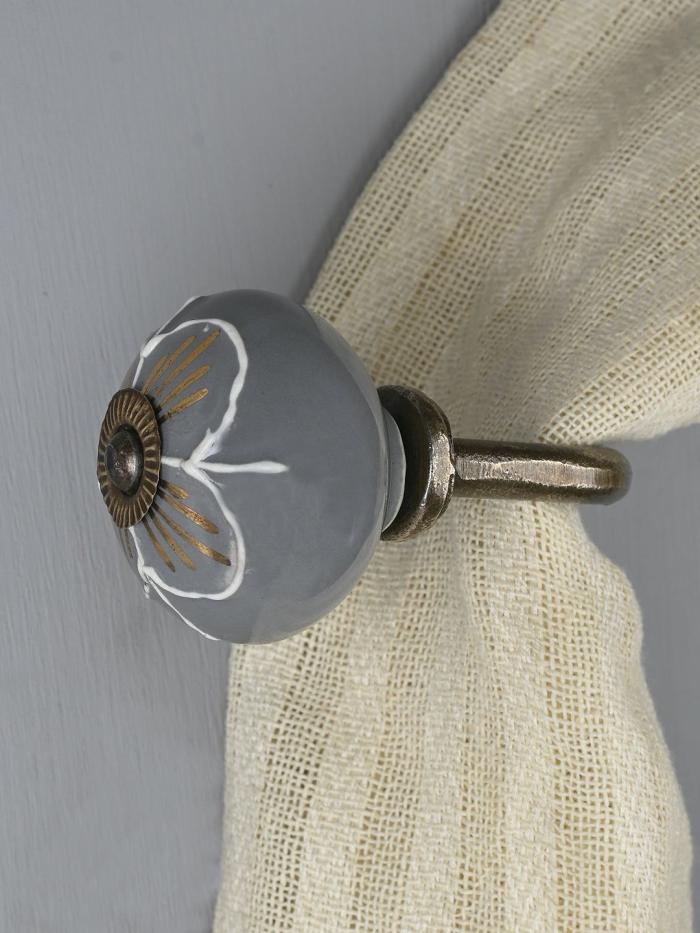 Curtain Tie | Curtain Tie Backs Hook Decorative Wall Hook- Grey (Set of Two) Curtain Tie Curtain Tie