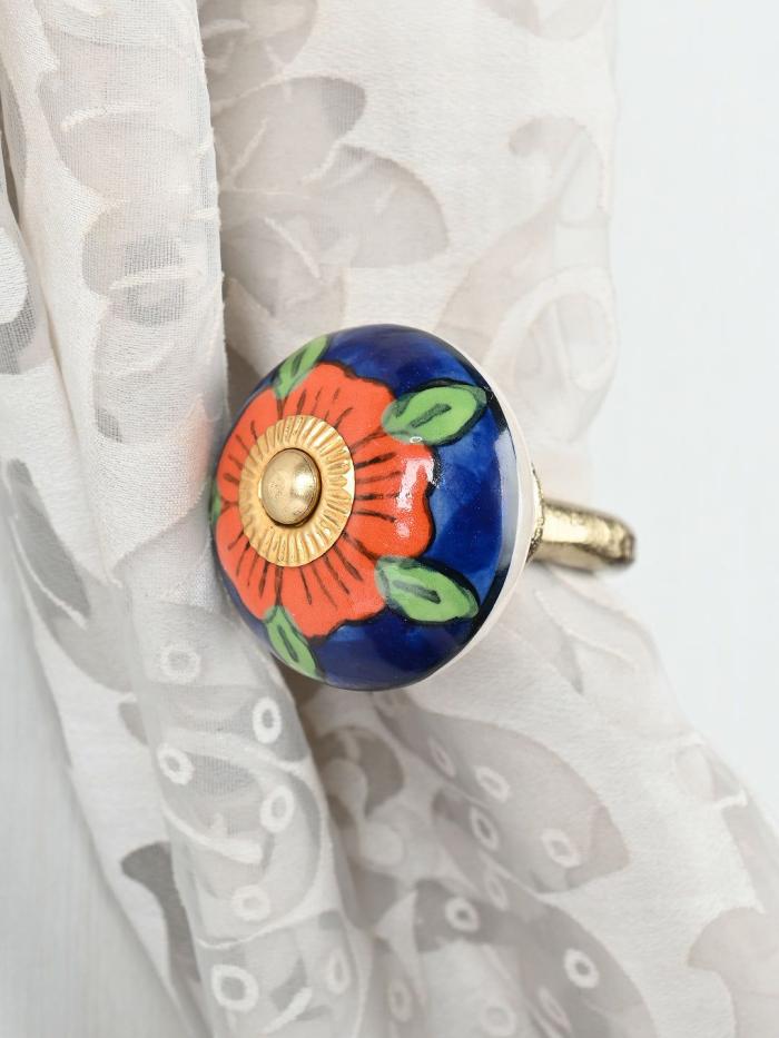 Curtain Tie | Curtain Tie Backs Hook Decorative Wall Hook-Orange, Blue Color (Set of Two) Curtain Tie Curtain Tie