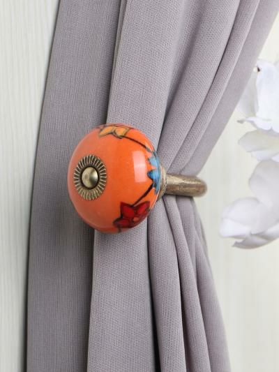 Curtain Tie | Curtain Tie Backs Hook Decorative Wall Hook-Orange (Set of Two) Curtain Tie Curtain Tie