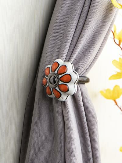 Curtain Tie | Curtain Tie Backs Hook Decorative Wall Hook-Orange (Set of Two) Curtain Tie Curtain Tie