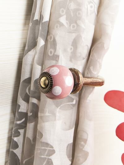 Curtain Tie | Curtain Tie Backs Hook Decorative Wall Hook-Pink Base (Set of Two) Curtain Tie Curtain Tie