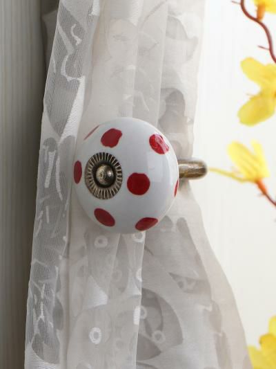 Curtain Tie | Curtain Tie Backs Hook Decorative Wall Hook-Red Dots (Set of Two) Curtain Tie Curtain Tie