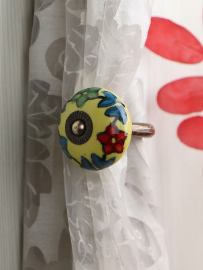 Curtain Tie | Curtain Tie Backs Hook Decorative Wall Hook-Red Flower (Set of Two) Curtain Tie Curtain Tie