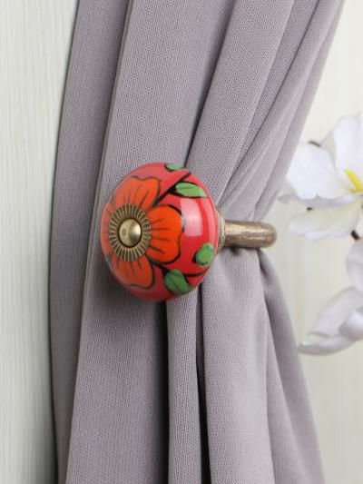 Curtain Tie | Curtain Tie Backs Hook Decorative Wall Hook-Red , Green (Set of Two) Curtain Tie Curtain Tie