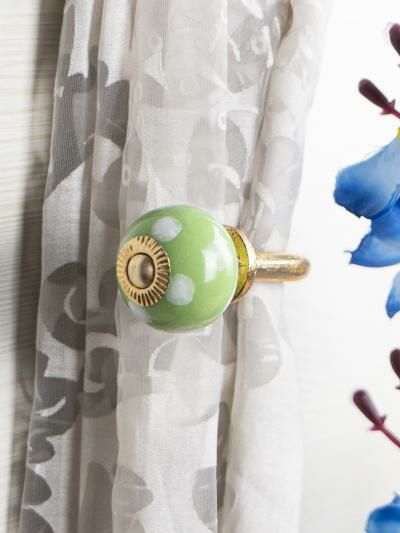 Curtain Tie | Curtain Tie Backs Hook Decorative Wall Hook-White Dots (Set of Two) Curtain Tie Curtain Tie