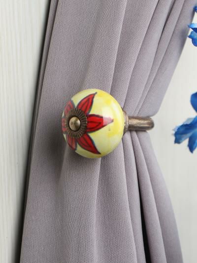 Curtain Tie | Curtain Tie Backs Hook Decorative Wall Hook-Yellow , Red (Set of Two) Curtain Tie Curtain Tie