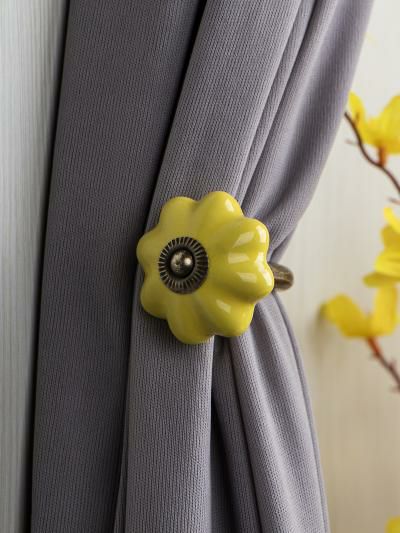 Curtain Tie | Curtain Tie Backs Hook Decorative Wall Hook-Yellow (Set of Two) Curtain Tie Curtain Tie