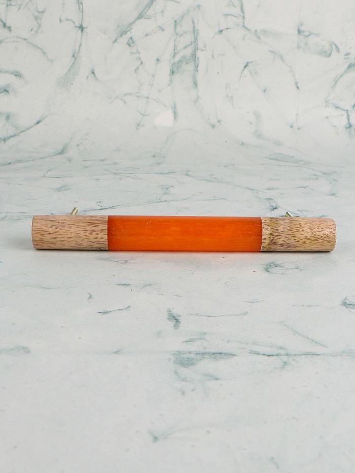 Horn Cabinet Pull | Resin and Wood Round Cylindrical Shape Kitchen Cabinet Drawer Handle, Orange Horn Cabinet Pull Horn Cabinet Pull