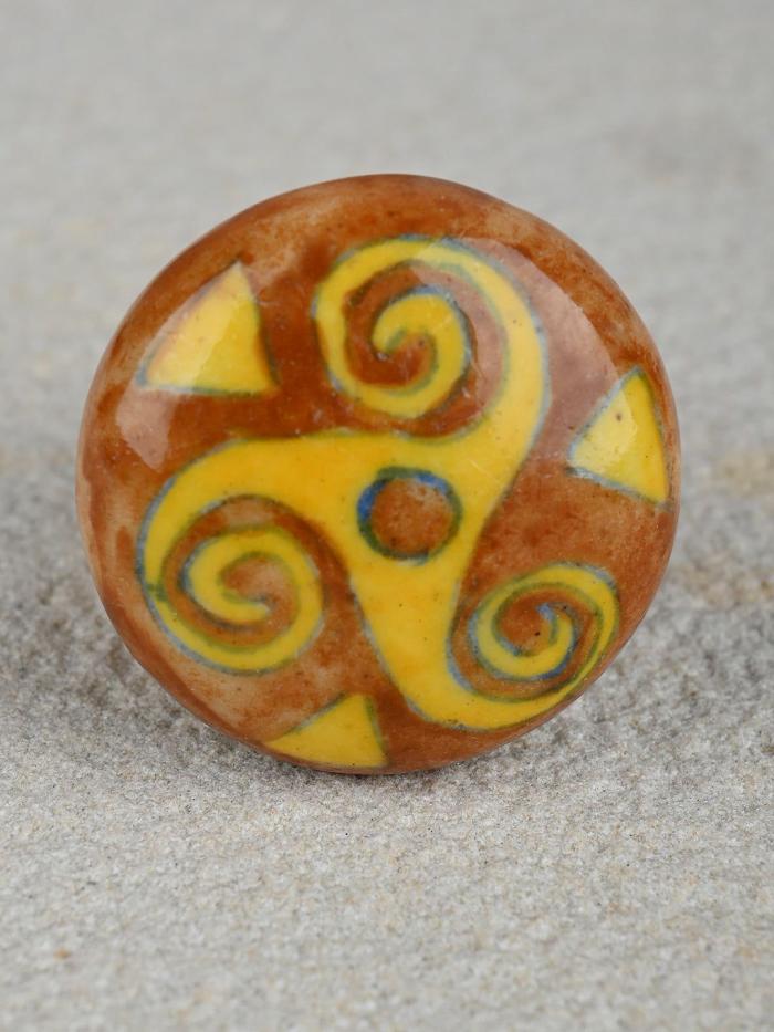 Knobco Knobs | Brown And Yellow Designer Ceramic Blue Pottery Door Cabinet Knobs Knobco Knobs