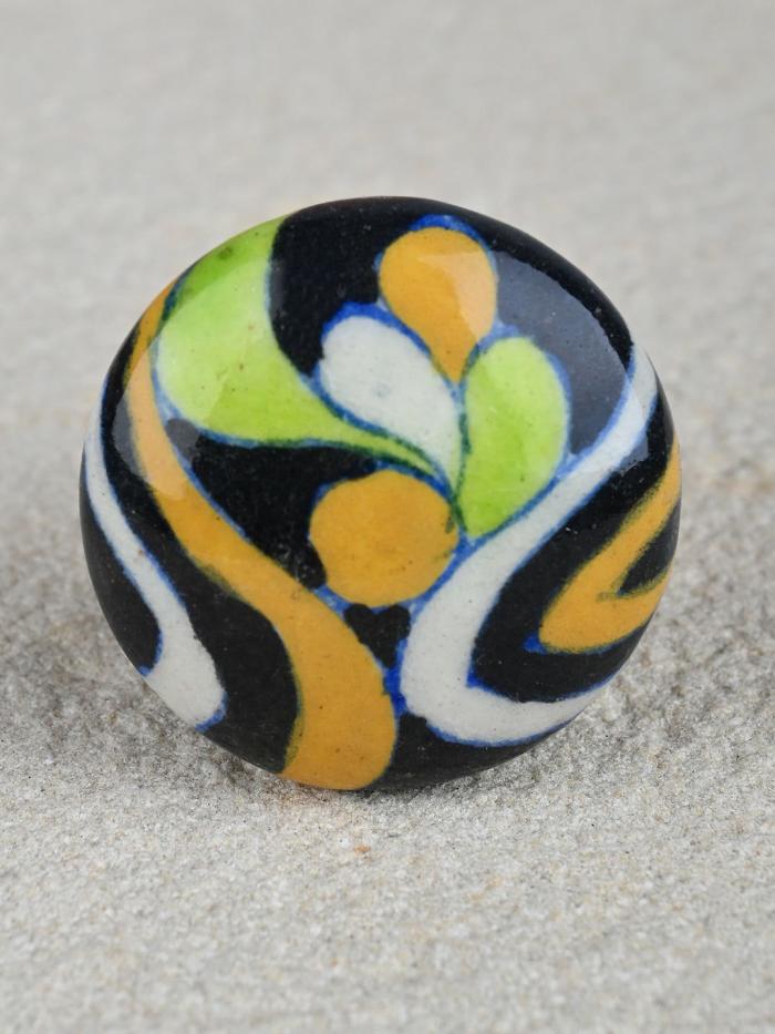 Knobco Knobs | Stylish Multicolor Design On Black Ceramic Blue Pottery Cabinet Knobs Knobco Knobs