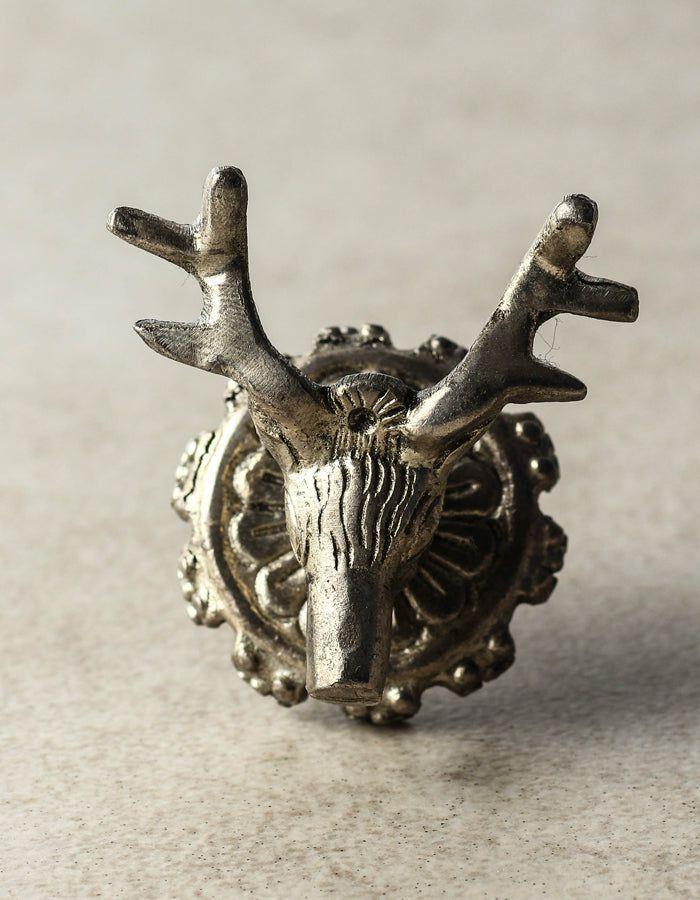 Metal Knobs | Deer Face Design With Antique Silver Look Cabinet Knobs Metal Knobs