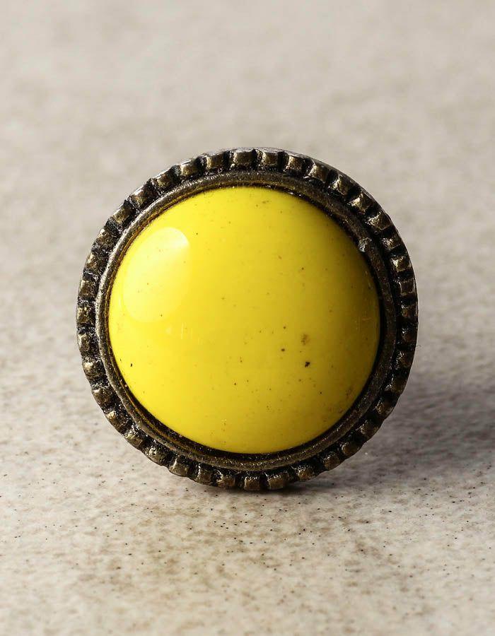 Metal Knobs | Yellow Center Metal Cabinet Knobs Metal Knobs