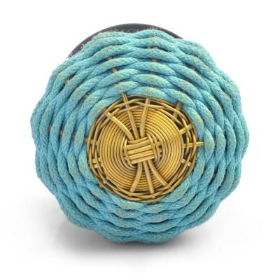 Metal Wire Knobs | Turquoise Fabric and Metal Wire Weaved (LARGE) (Set of Ten) Cabinet Knobs Metal Wire Knobs