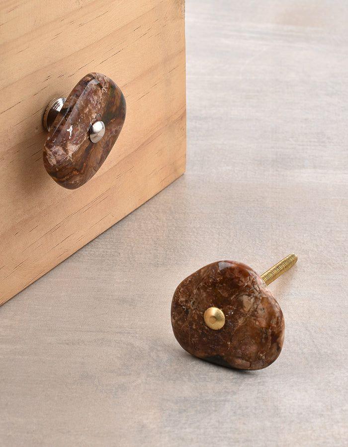 Natural Gemstone Knobs | Agate Natural Gemstone Brown, Black Shade Cabinet Furniture Cabinet Knobs Natural Gemstone Knobs