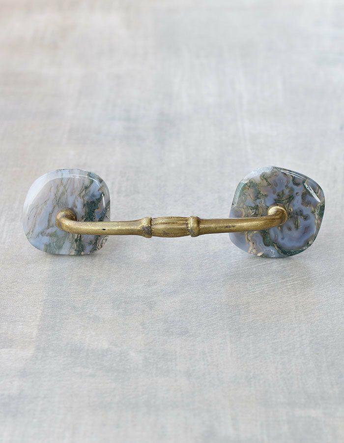 Natural Gemstone Pull | Agate Natural Gemstone Cabinet Furniture Pull – Green and Grey Shade Natural Gemstone Pull Natural Gemstone Pull