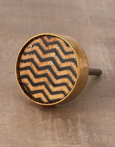 New Collection of Wooden Knobs | Well Designed Golden and Black Zig Zag Pattern Wardrobe Cabinet Cabinet Knobs New Collection of Wooden Knobs