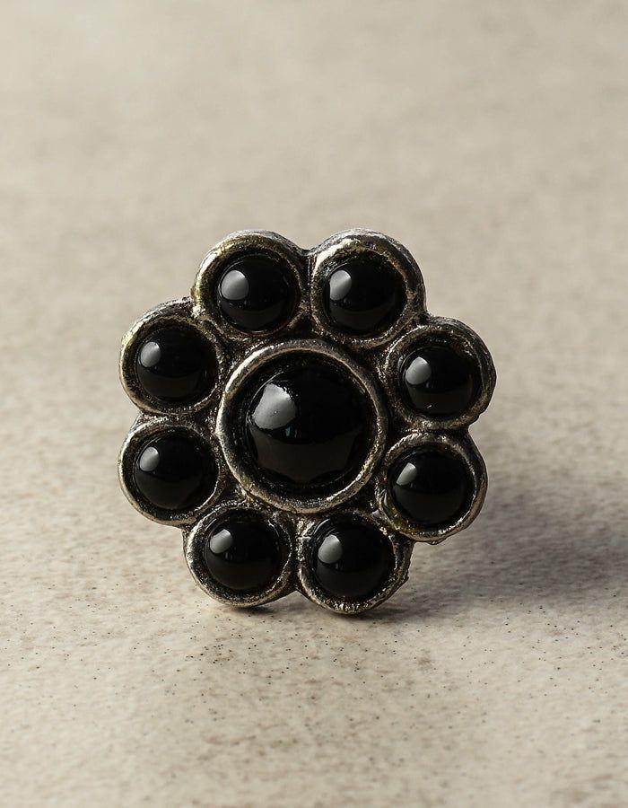 Nine Half Cut Beaded Knobs | Nine Half Cut Black Beaded Bathroom On Metal Base Cabinet Knobs Nine Half Cut Beaded Knobs