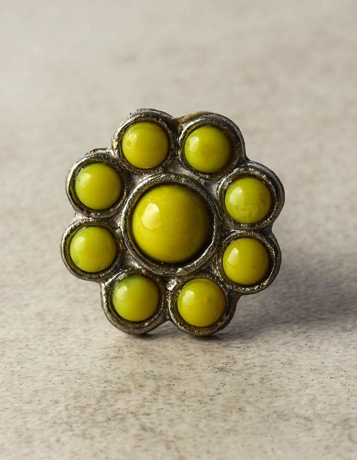 Nine Half Cut Beaded Knobs | Nine Half Cut Metal Base Lime Green Beaded Kitchen Cabinet Cabinet Knobs Nine Half Cut Beaded Knobs