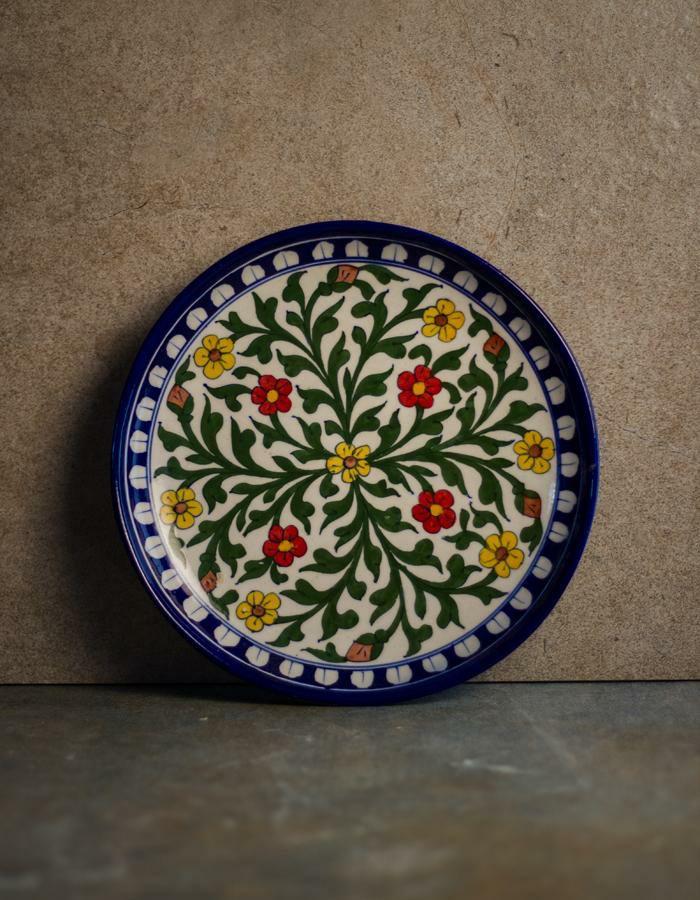 Plates-10” | White Base with Yellow and Red Flowers Plate 10 inch Plates Plates-10''