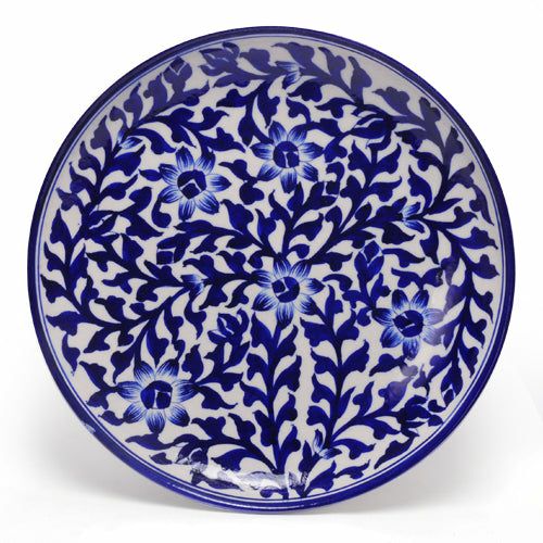 Plates-12” | Blue Leaves on White Base Plate 12 Plates Plates-12''